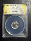 1941 Mercury Dime ANACS AU-58