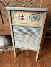 ATQ National Washboard 116 'Made of Material...Help Win the War' Folkart Painted