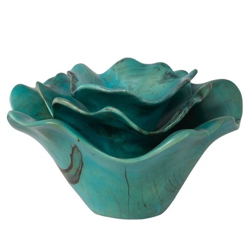 UTTERMOST 04178 TEO SPALTED TAMARIND WOOD WALL DECOR SOFT BLUE-GREEN SET OF 3 - Picture 6 of 8