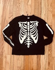 H M Halloween Black White Skeleton Sweater Youth Kids Size 8/10