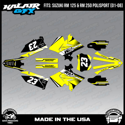 Graphics Kit for SUZUKI RM125 250 2001-08 POLISPORT RESTYLE Viper - Yellow