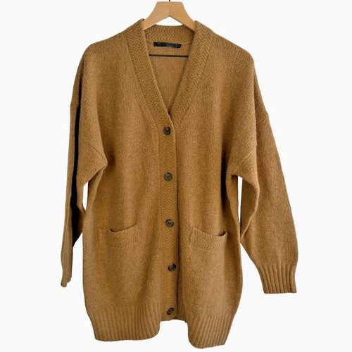 Jenni Kayne Sweater Womens S Camel Brown Cottage Cardigan Wool Alpaca Oversized