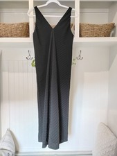 Everlane Women's Black Sleeveless V Neck Textured Maxi Dress Size 4 Side Slits