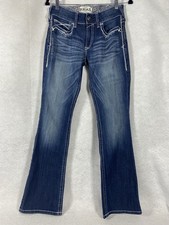 Ariat Real Jeans Women s 29R Blue Bootcut Mid Rise Thick Stitch Western Denim