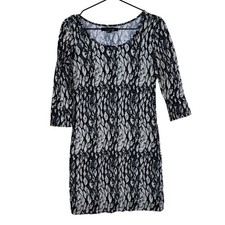 Forever 21 Womens Sz M Mini Dress Black and Cream Print Long Sleeve