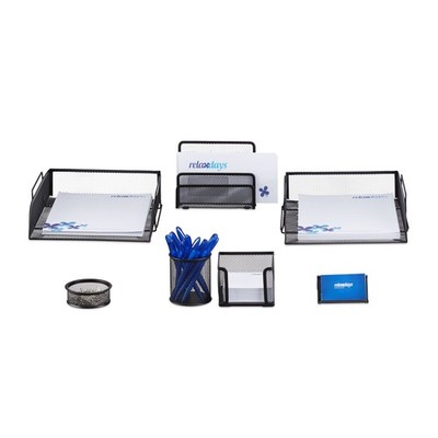Schreibtisch Organizer 7 tlg Briefablagen Schreibtischset Stifteköcher Zettelbox