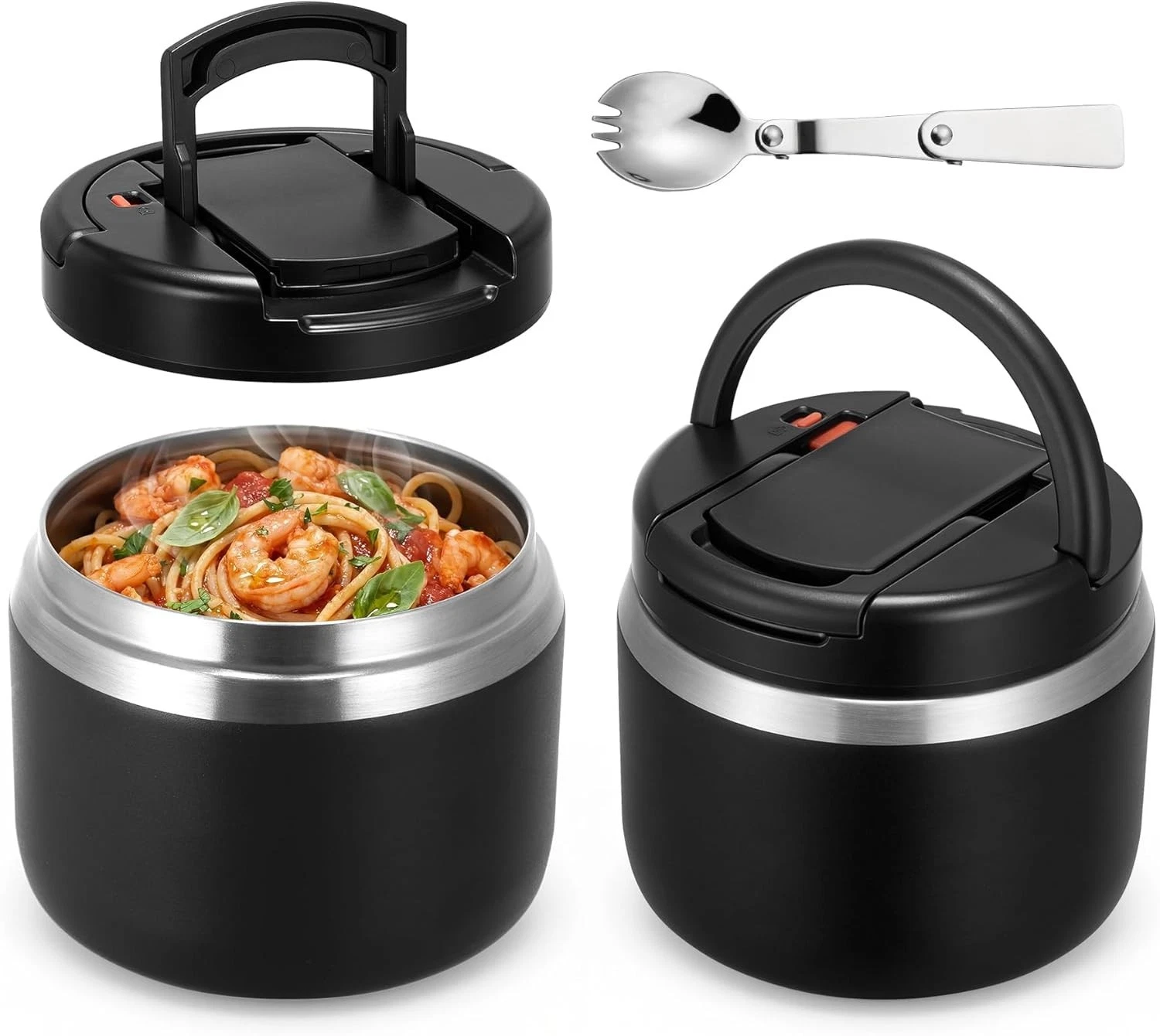 14oz Vacuum Insulated Food Jar with Spoon Buckle Lid,Leakproof Kids Soup Thermo