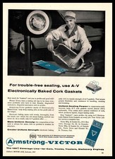 1957 Armstrong Victor A-V Electronically Baked Cork Gaskets Chicago IL Print Ad
