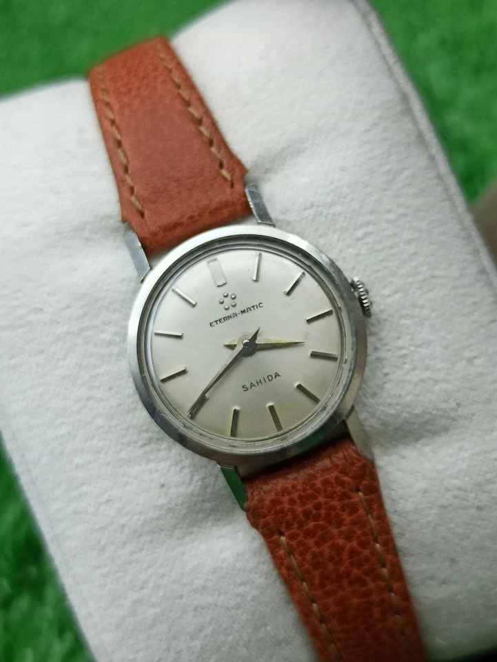 КЛАССИЧЕСКИЕ женские 1980-х ETERNA MATIC SHAHIDA винтажный круглый тонкий часы Швейцарский 22 мм - Изображение 2 из 4