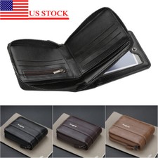 Minimalist Short Bifold Wallet Leather Purse ID Credit Card Holder Gift For Mens