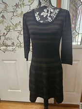 SIZE L SOPHIA MAX Black Brown Sweater Dress INVPV1704