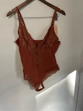 Popilush Women’s Large Orange Lace Trim One Piece Shapewear Bodysuit Brand New