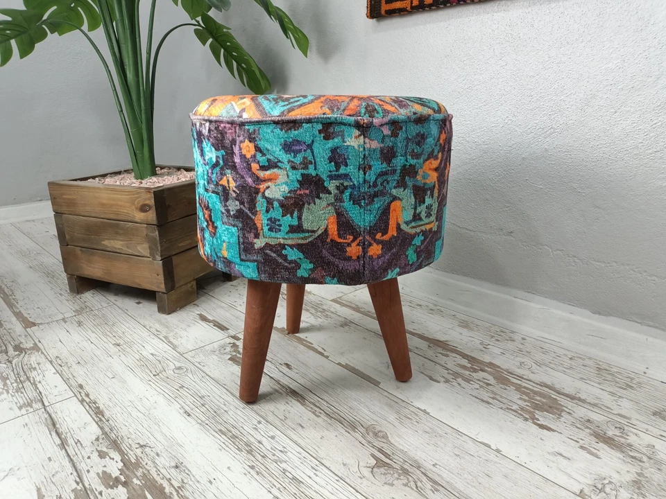 Puf Taburete Otomano Taburete Reposapiés Puf Dormitorio Puf Pasillo Banco Maquillaje Taburete Foto 2 de 4