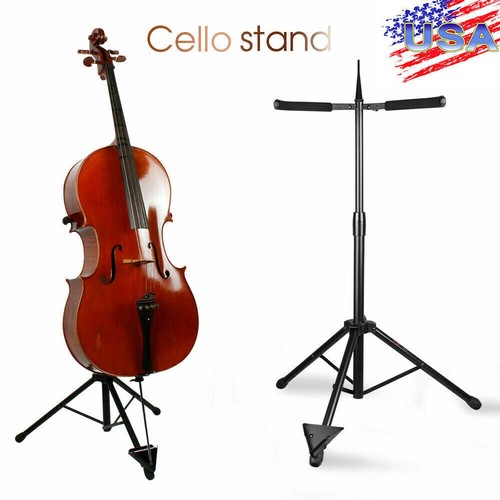 Foldable Tripod Cello Stand Violoncello Display with Bow Hook Holder Design US