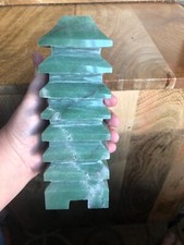 1.2 kg Green Aventurine Carving of a Chinese temple, hand carved