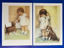 LITTLE GIRL COLLIE SHELTIE PUPPY DOG BESSIE PEASE GUTMANN ART PRINT NURSERY BABY