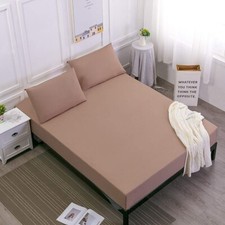 Wrinkle-Resistant Complete Bedding Set 800/1000 TC Beige Solid UK-King