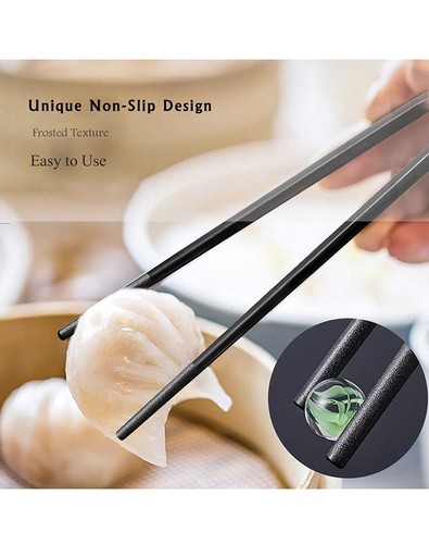 10 Pairs Fiberglass Alloy Chopsticks - Reusable Chopsticks Dishwasher Safe - Afbeelding 3 van 12