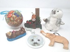 Animal Ornament Lot Of 6 Owl Fox Elephant Otter Fish Christmas