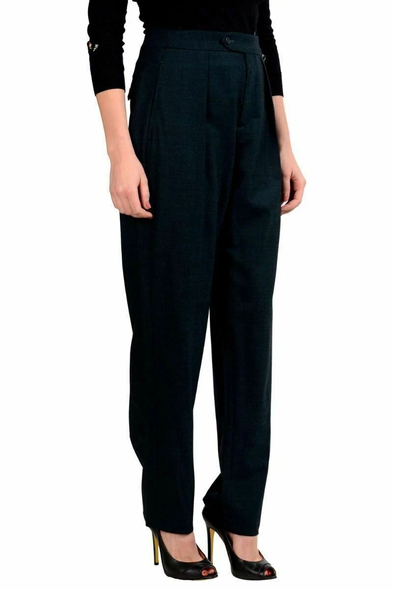 Maison Margiela 4 Women's Green Wool Pleated Dress Pants US 4