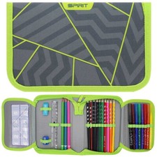 Spirit Schüleretui Striche Federmappe Federtasche Etui Muster 28-teilig gefüllt