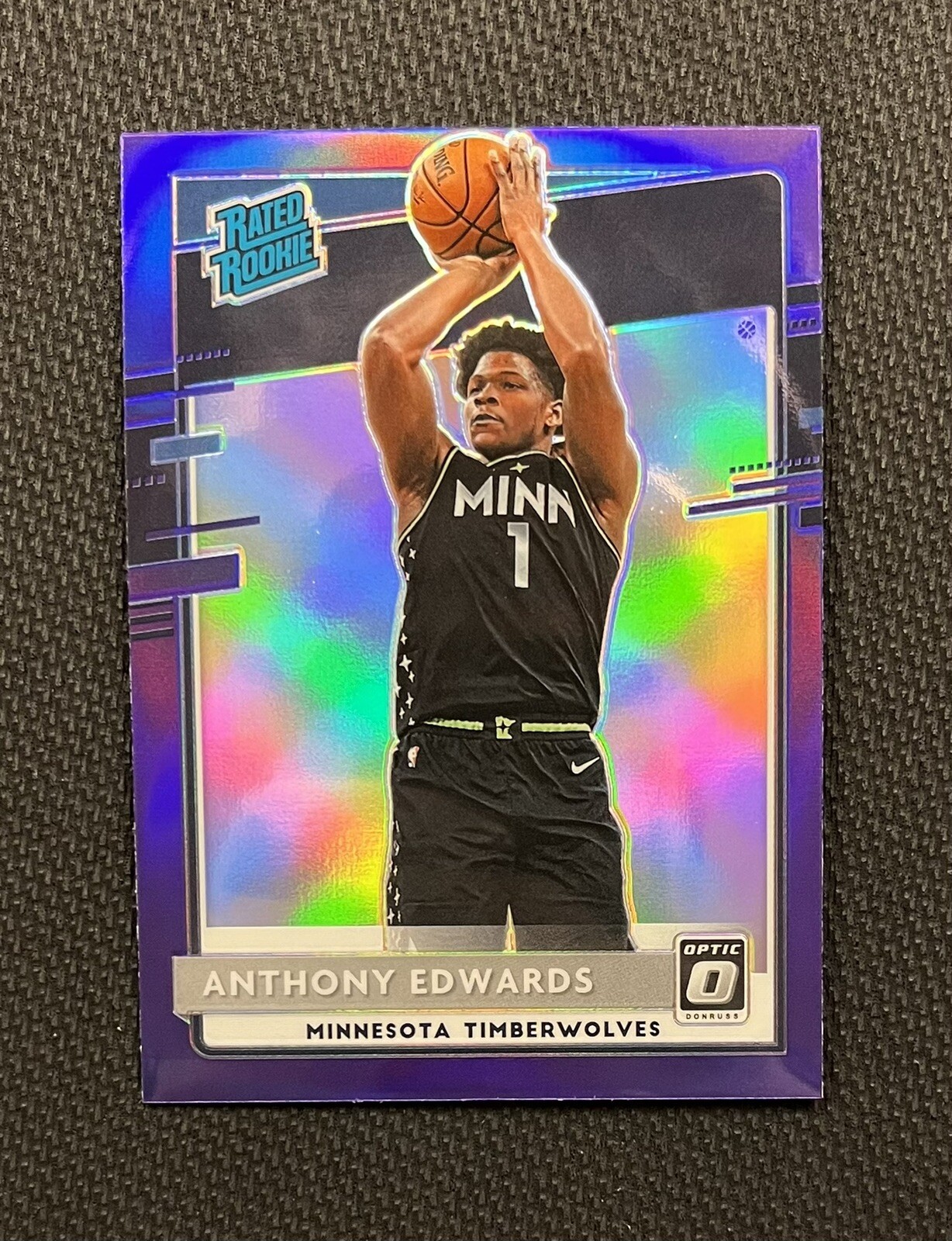 2020-21 Panini Optic NBA Anthony Edwards Rated Rookie RC Purple Prizm SP #151