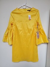 Haute Monde Women's Cocktail Dress Bright Yellow Dress Size Medium