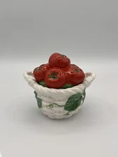 Vintage Fritz and Floyd Sugar Bowl, Tomatoes In A Basket, Lid