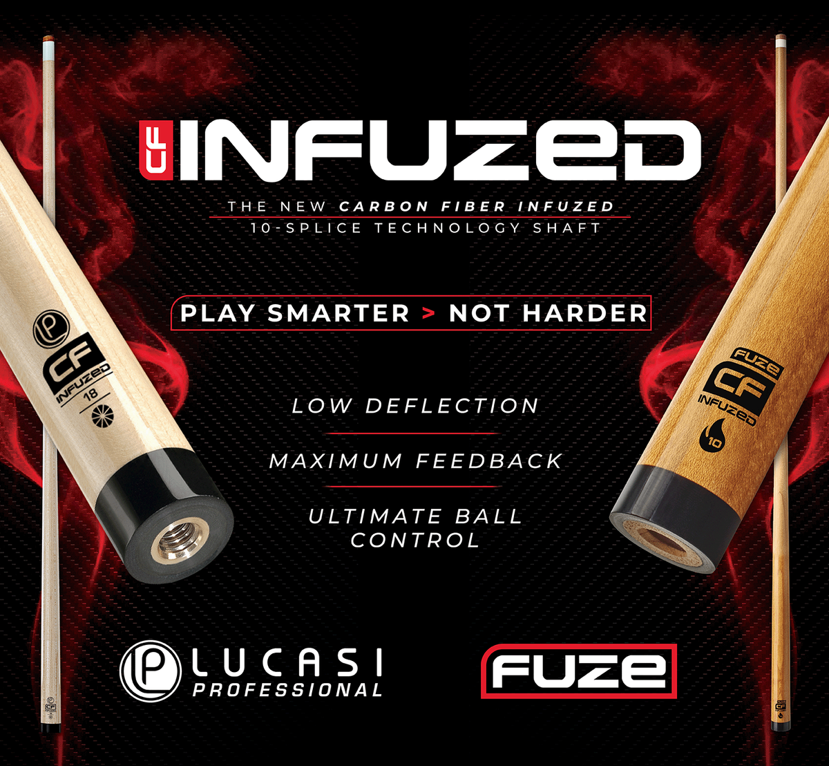Lucasi Hybrid & FUZE Pool Cue Shaft, Kamui Tip, Carbon Core, Uni