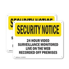  2 Pack 24 Hour Video Surveillance OSHA Security Notice Sign Decal Metal
