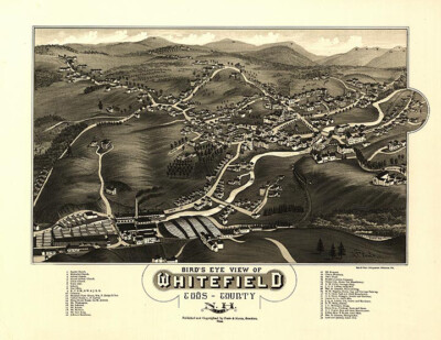 Panoramic Map of Whitefield New Hampshire 16x20