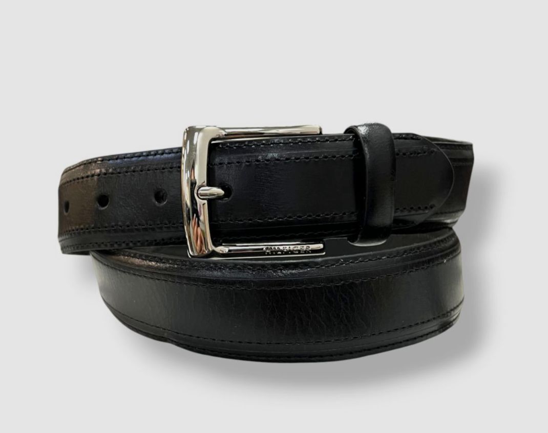 Prospero Comfort Men's Genuine Leather Belt - 35mm Wide, Double Stitched, Classic Dress & Casual, Black, Size 40 (Fits 38" Waist)