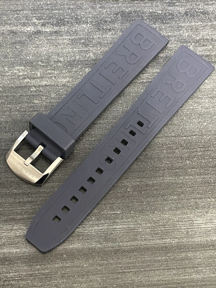 Correa de goma azul marino Breitling OEM 20 MM Diver Pro con hebilla Tang OEM Foto 3 de 4