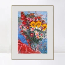 Framed Canvas Giclee Print Les Soucis by Marc Chagall Wall Art Home Decorations