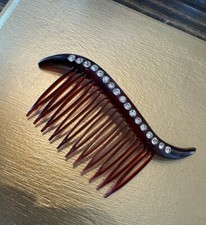 Ben-Hur Vintage Reddish Brown  Rhinestones Hair Comb Made in USA