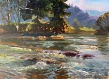 Oil Painting River Walk Batrakov V. Unframed Original Home Decor  Art nAAA2023