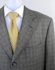 Jos A Bank Corporate Plaid Sport Coat Wool Gray Jacket 3 Button Mens Size 42R