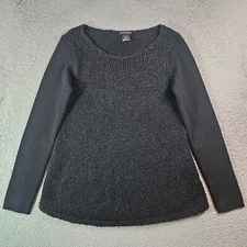 NEW Club Monaco Knit Top Women Small Alpaca Silk Lambswool Blend Black