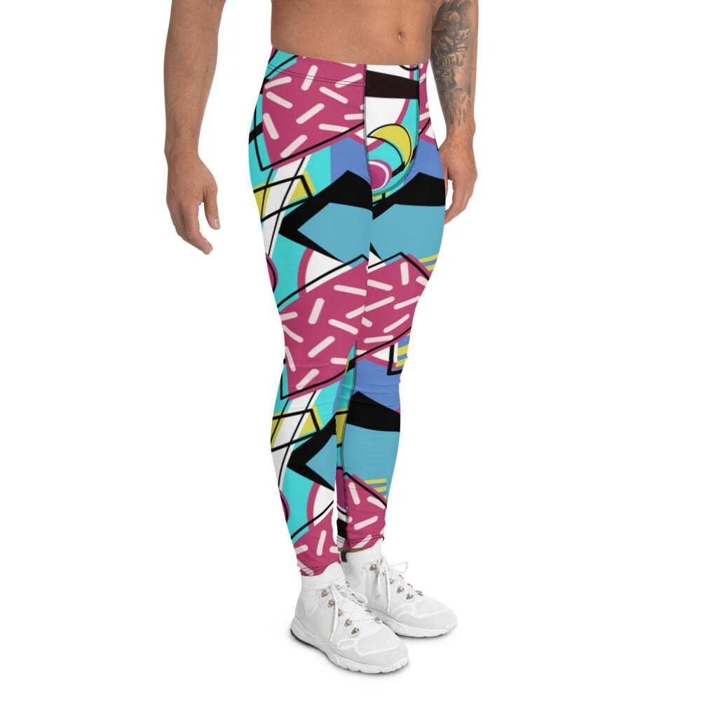 Patterned Men s Leggings 80s Memphis Smorgasbord