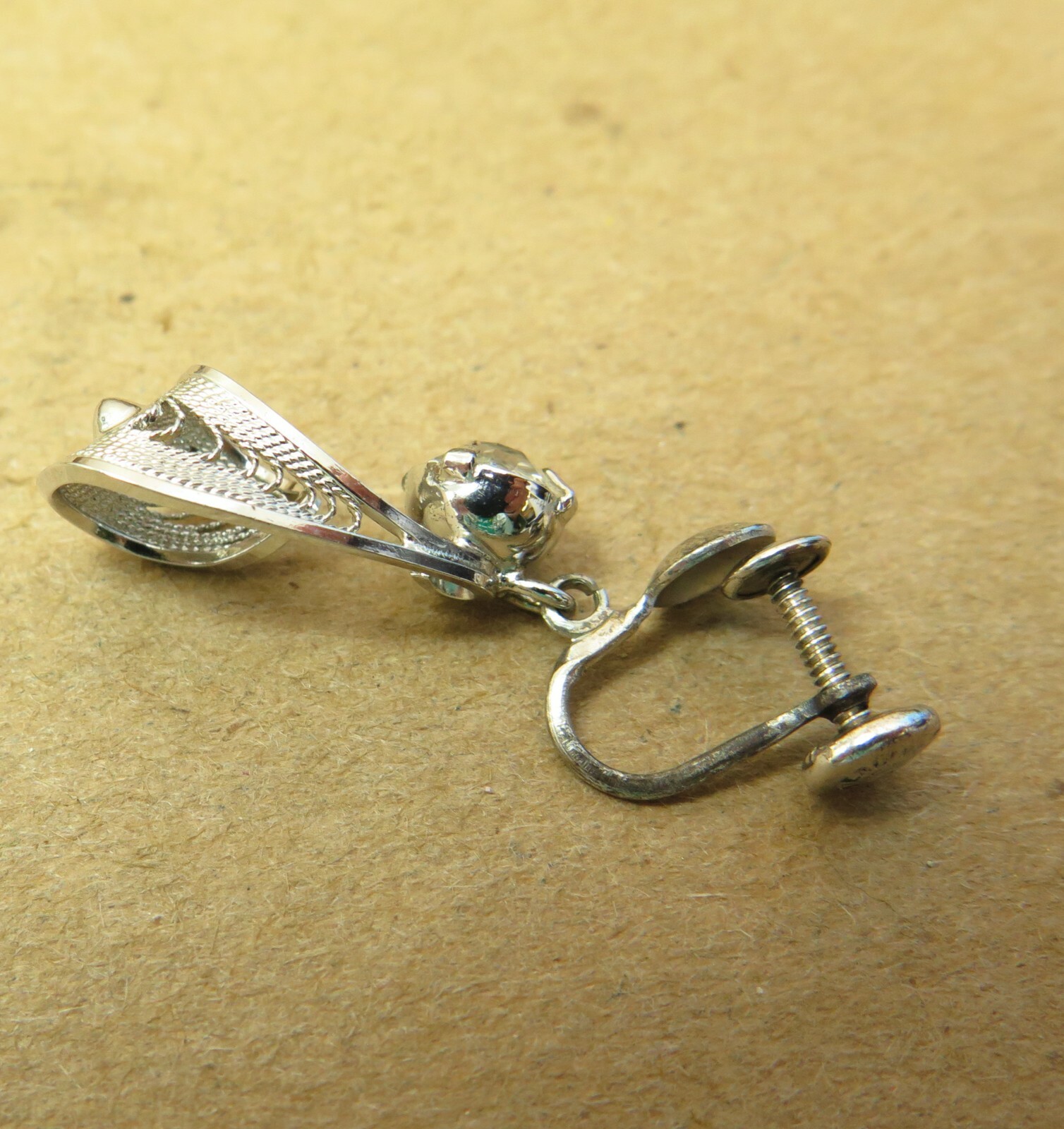 Vintage Rhinestone Loop Dangle Earrings Sterling … - image 4