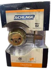 SCHLAGE Deadbolt Keyed on 2 Sides - Bright Brass Brand, New Open Box