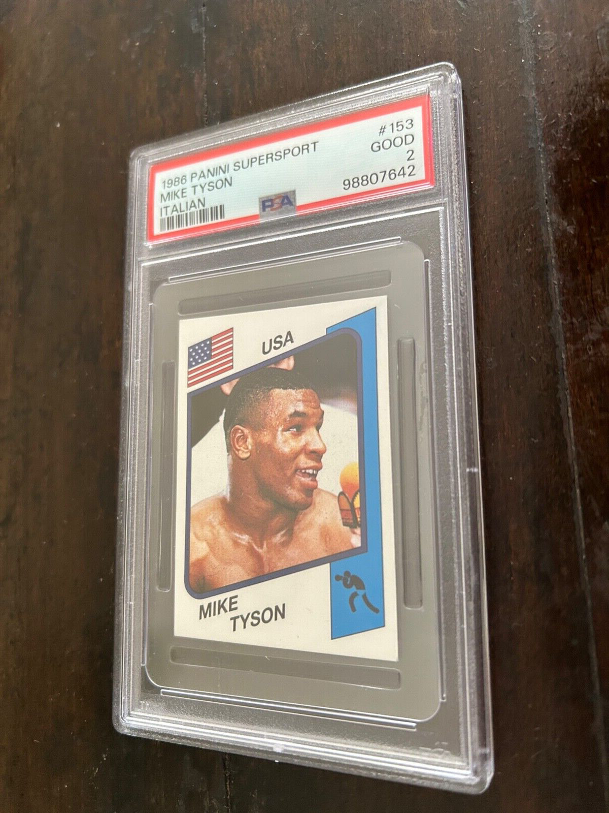 RARE 1986 PANINI SUPERSPORT #153 MIKE TYSON ITALIAN ROOKIE CARD PSA 2