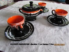 service a café orange Vallauris sucrier + 3 tasses