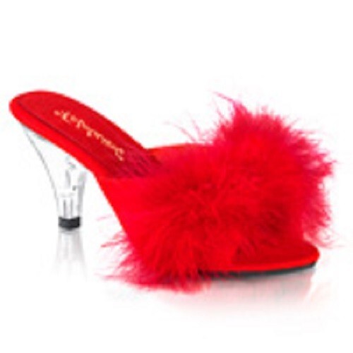 LOTTO PLEASER SLIDE ROSSO TACCO 3" con FINTA PELLICCIA MOLTO SOFFICE. DONNA tg. 5 6 7 10 11.