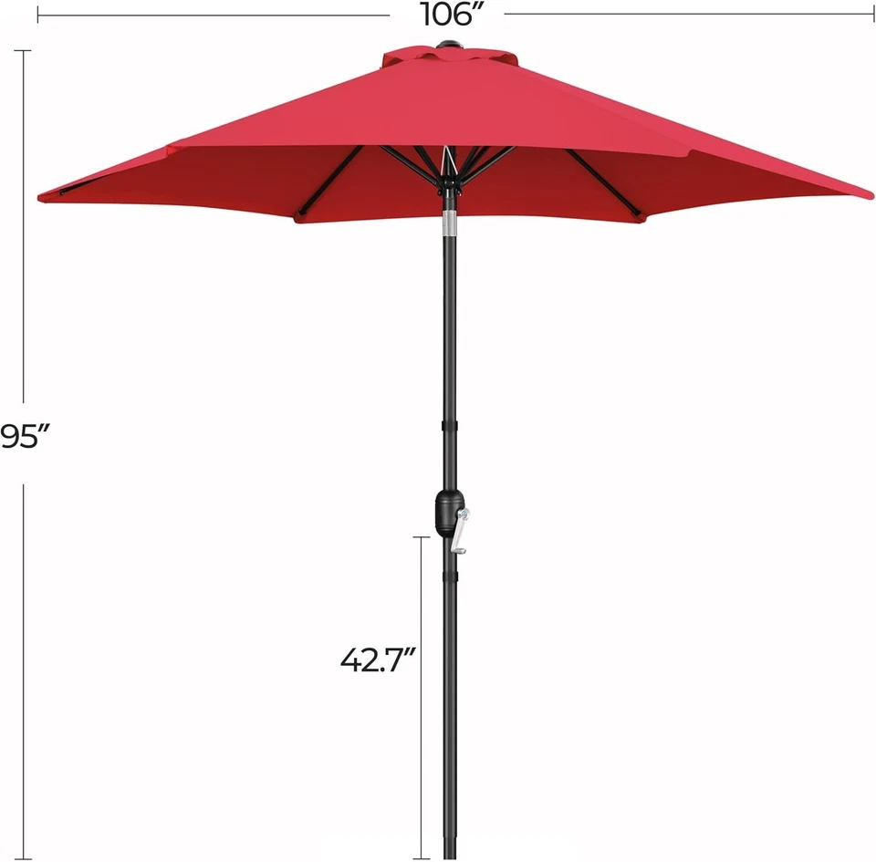 Guarda-chuva Yaheetech 9 pés pátio, guarda-chuva de mercado de mesa ao ar livre com botão - Imagem 3 de 4