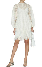 Zimmermann Poppy Eyelet Short Dress Ivory / White, Cocktail, Dolman Sleeves