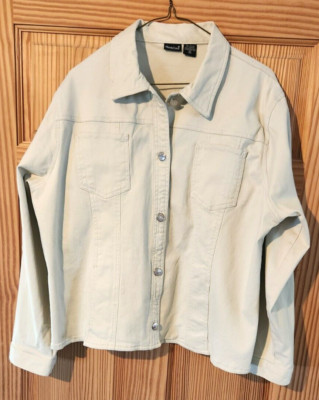 North Crest Women's Vintage White Ivory LightWeight Denim Jacket XL (18)