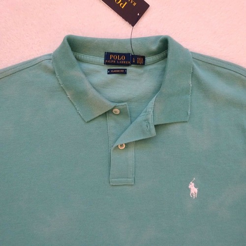 Polo Ralph Lauren Polo Shirt Women's Size L Green Frayed Short Sleeve Cotton - Picture 3 of 5