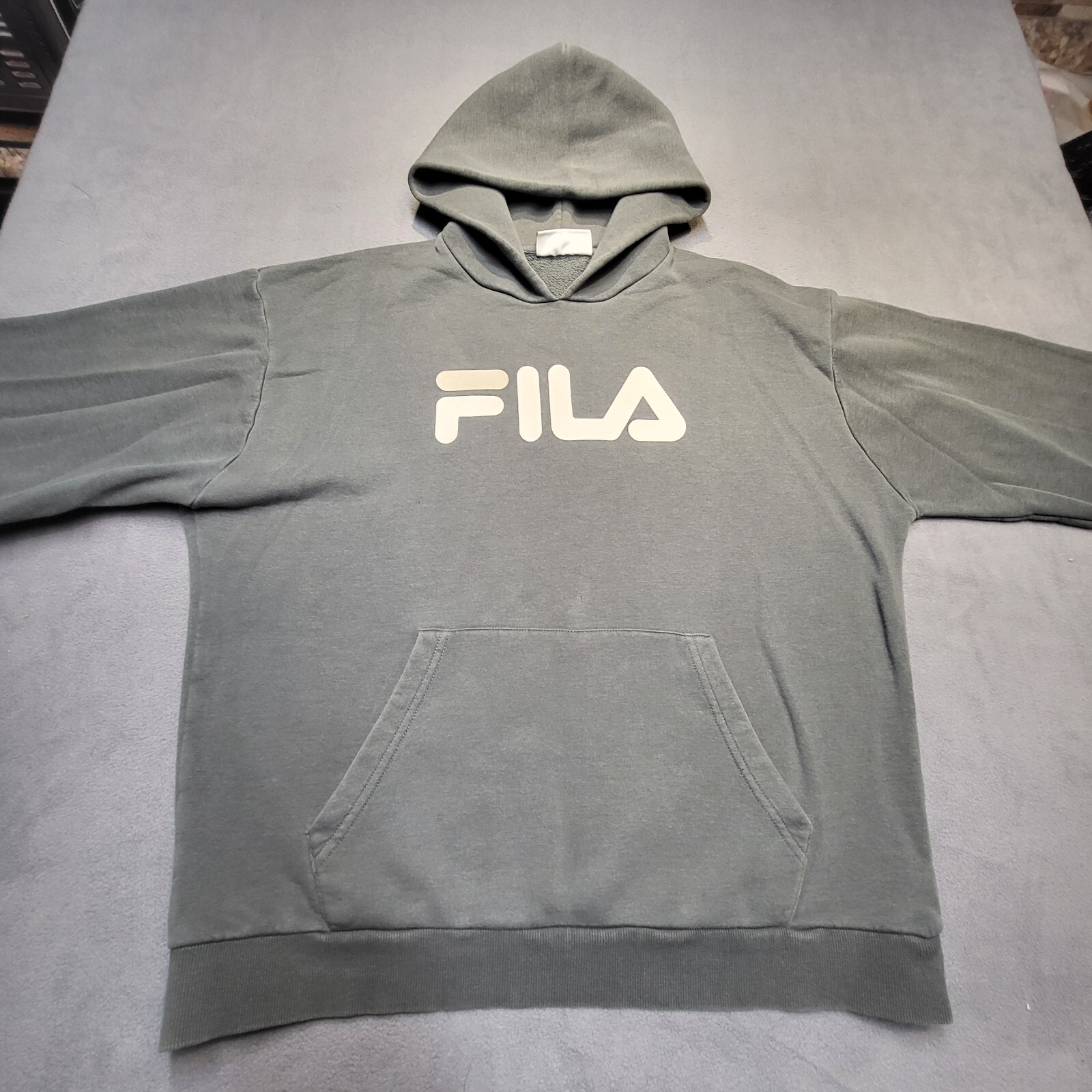 Fila Felpa con Cappuccio Uomo L Grigio Pullover Felpa Manica Lunga Grafica
