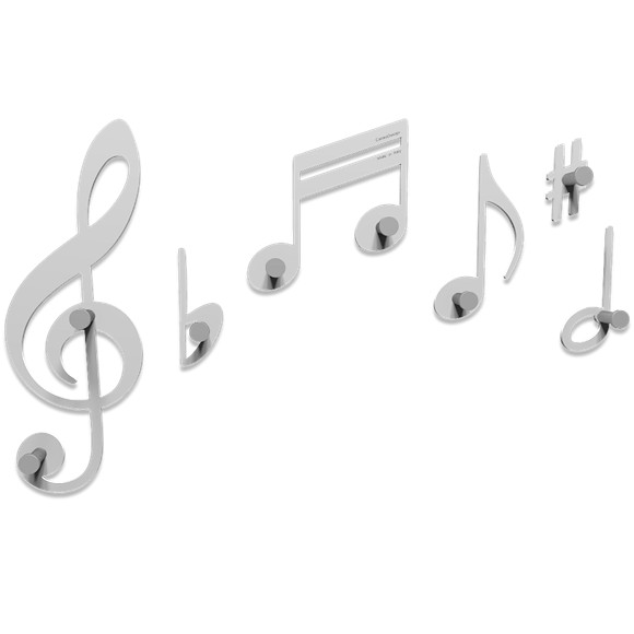 Verdi appendiabiti da parete design note pentagramma legno colore bianco